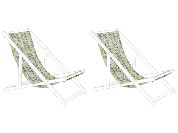 Uppsättning av Tyg till Solstolar 2 st Gul och Grå Polyester Solstolstyg