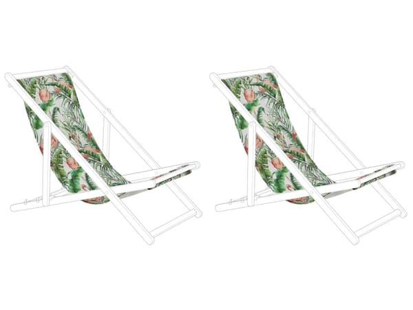 Uppsättning med Tyg till Solstolar 2 st Flamingo Mönster Polyester Solstolstyg