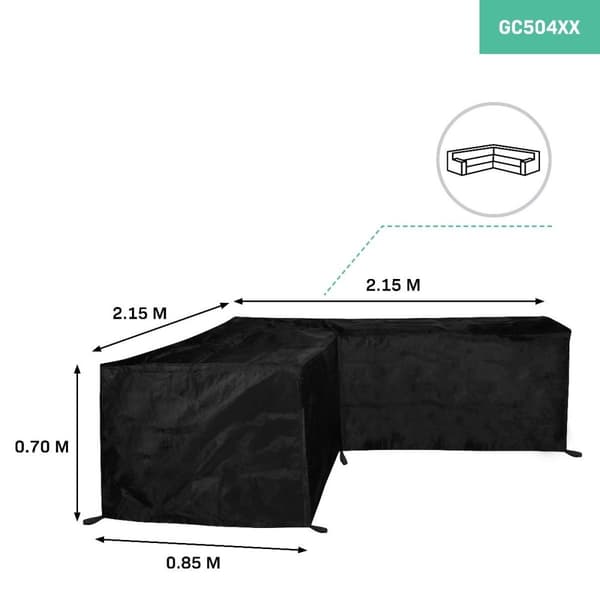 VONROC Skyddsöverdrag för L-formade Loungemöbler – 215x215x85 cm, H: 70 cm, Vattentätt och UV-beständigt, Premiumkvalitet