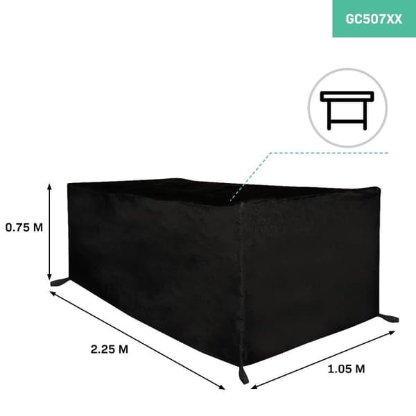 VONROC Skyddsöverdrag för Trädgårdsbord – 225x105x75cm – Premium Kvalitet, Frostbeständig, UV- och Färgbeständig