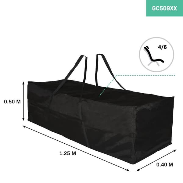 VONROC Dynväska för Trädgårdsdynor 125x40x50 cm – Skyddande PP Multifilament, UV- och Frostbeständig, För 4-6 Dynor