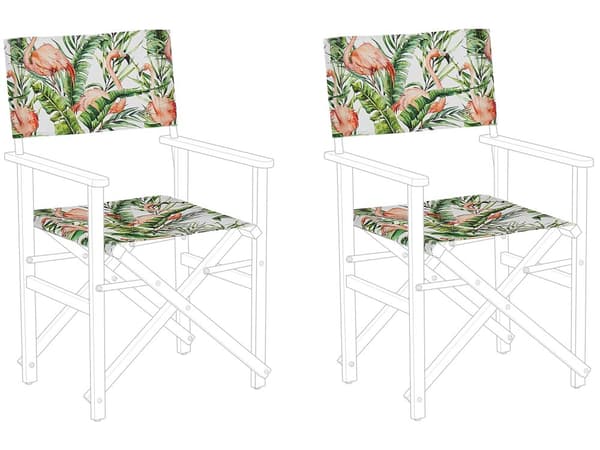 Uppsättning med Tyg till Solstolar 2 st Flamingo Mönster Polyester Solstolstyg