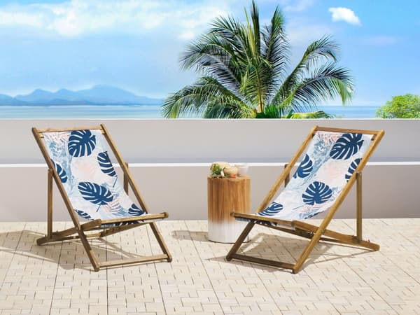 Uppsättning av Tyg till Solstolar 2 st Flamingo Mönster Polyester Solstolstyg