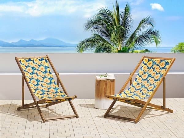 Uppsättning av Tyg till Solstolar 2 st Flamingo Mönster Polyester Solstolstyg