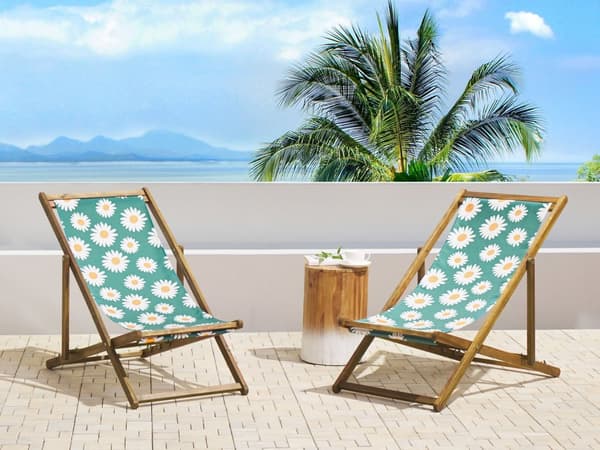 Uppsättning av Tyg till Solstolar 2 st Flamingo Mönster Polyester Solstolstyg