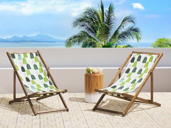 Uppsättning av Tyg till Solstolar 2 st Flamingo Mönster Polyester Solstolstyg