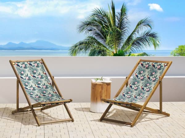 Uppsättning av Tyg till Solstolar 2 st Flamingo Mönster Polyester Solstolstyg