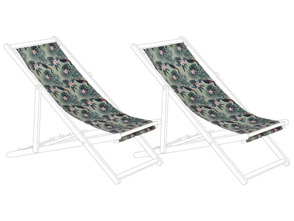 Uppsättning av Tyg till Solstolar 2 st Flamingo Mönster Polyester Solstolstyg