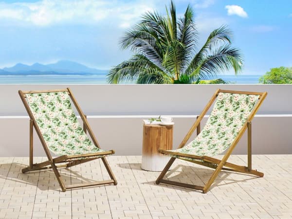 Uppsättning av Tyg till Solstolar 2 st Flamingo Mönster Polyester Solstolstyg