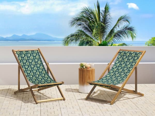 Uppsättning av Tyg till Solstolar 2 st Flamingo Mönster Polyester Solstolstyg