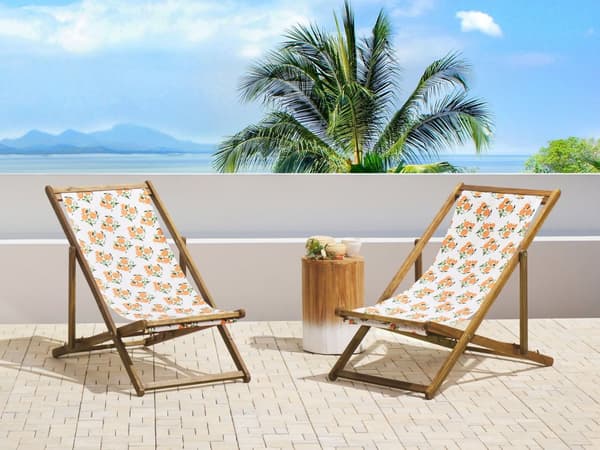 Uppsättning av Tyg till Solstolar 2 st Flamingo Mönster Polyester Solstolstyg