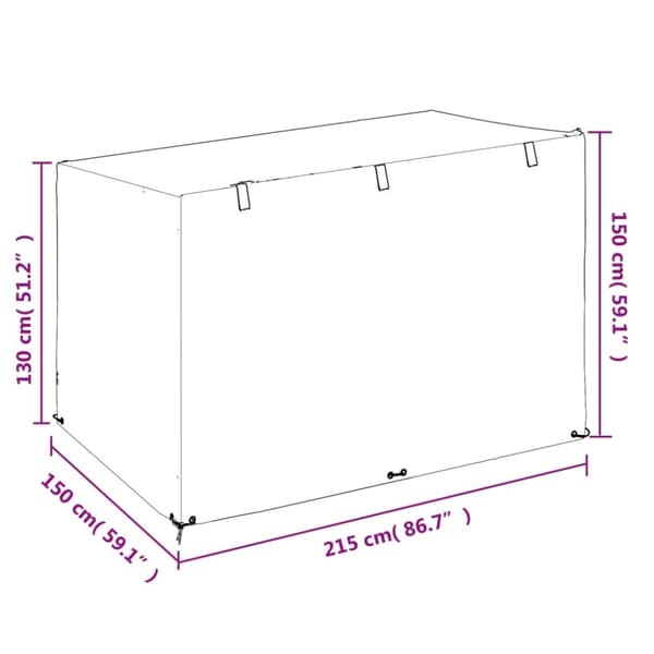 vidaXL Trekk til huskebenk 12 maljer 215x150x130/150 cm polyetylen