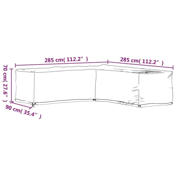 vidaXL L-formet hagemøbeltrekk 16 maljer 285x285x70 cm