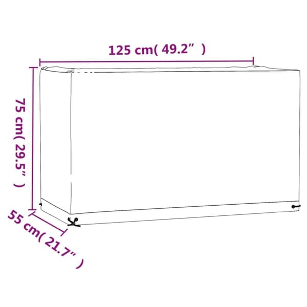 vidaXL Överdrag för utemöbler 8 öljetter 125x55x75 cm rektangulärt