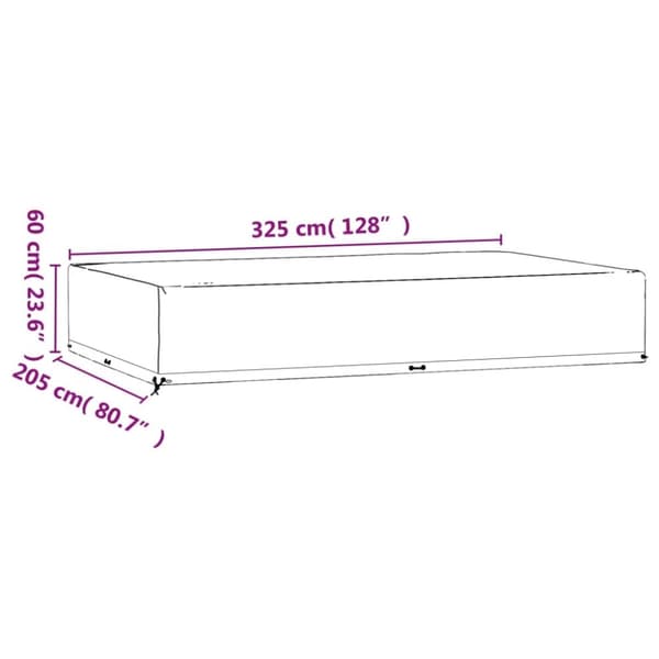 vidaXL Överdrag för trädgårdsmöbler 16 ölj. 325x205x60 cm rektangulärt