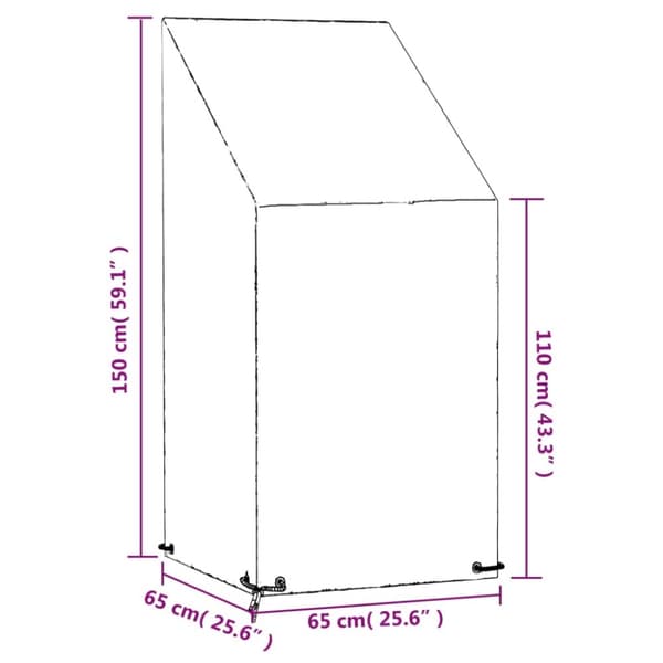 vidaXL overtræk til havestole 65x65x110/150 cm 8 øjer polyethylen