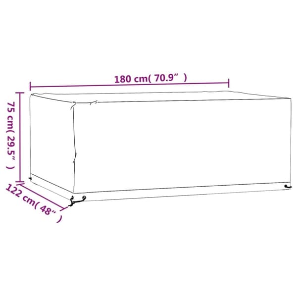 vidaXL Puutarhakalustesuoja 8 purjerengasta 180x122x75 cm suorakaide