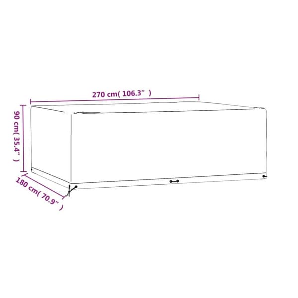 vidaXL Överdrag för utemöbler 2 st 12 ölj. 270x180x90 cm rektangulärt