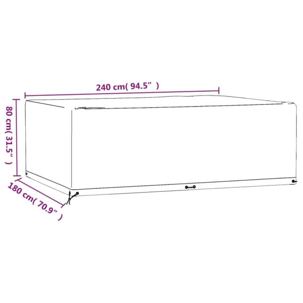 vidaXL Puutarhakalustesuoja 12 purjerengasta 240x180x80 cm suorakaide