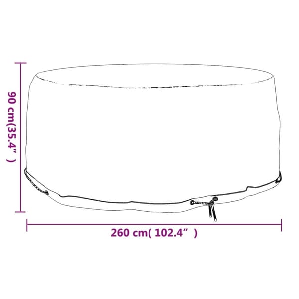 vidaXL Hagemøbeltrekk 10 maljer Ø260x90 cm rund