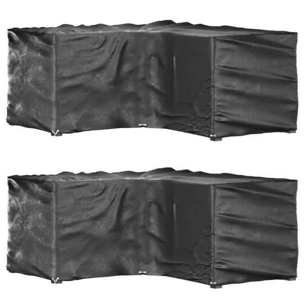 vidaXL L-formede havemøbelovertræk 2 stk. 185x185x90 cm 12 øjer