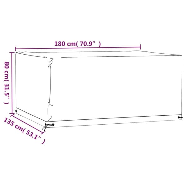 vidaXL Puutarhakalustesuoja 8 purjerengasta 180x135x80 cm suorakaide