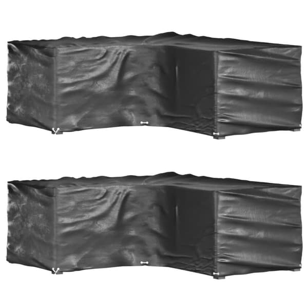 vidaXL L-formede havemøbelovertræk 2 stk. 185x185x70 cm 12 øjer -  Overtræk til havemøbler