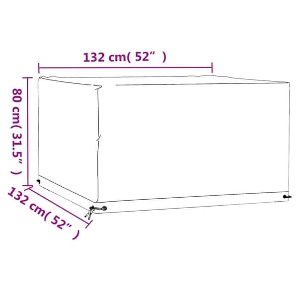 vidaXL havemøbelovertræk 132x132x80 cm 8 øjer firkantet -  Overtræk til havemøbler