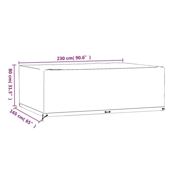 vidaXL Överdrag för trädgårdsmöbler 12 ölj. 230x165x80 cm rektangulärt -  Överdrag till Utemöbler