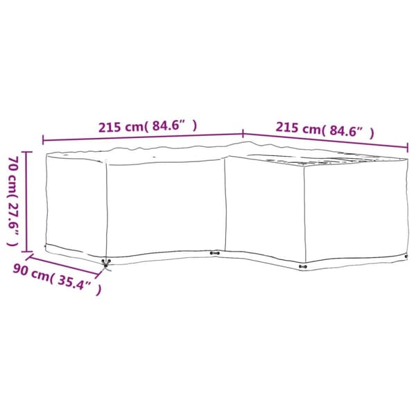 vidaXL L-formet havemøbelovertræk 215x215x70 cm 16 øjer -  Overtræk til havemøbler