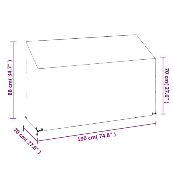 vidaXL overtræk til havebænk 2 stk. 190x70x70/88 cm 8 øjer polyethylen -  Overtræk til havemøbler