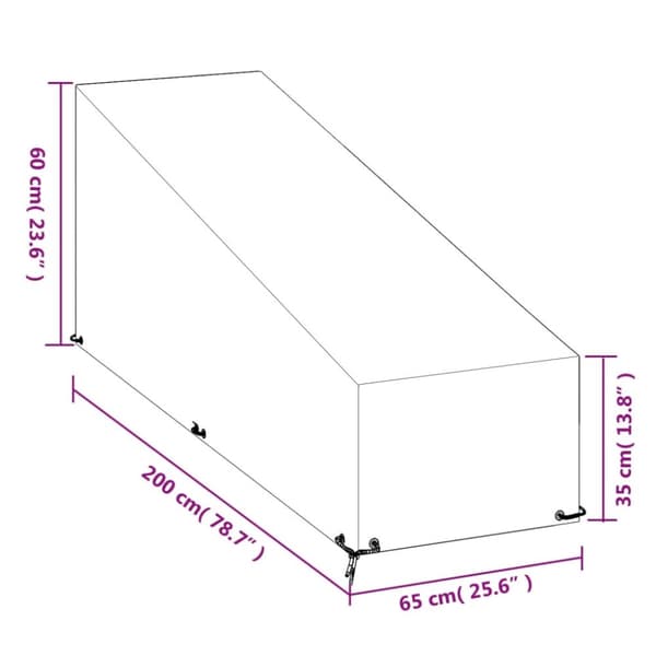 The Living Store overtræk til liggestol 205x65x35/60 cm 12 øjer polyethylen -  Overtræk til havemøbler