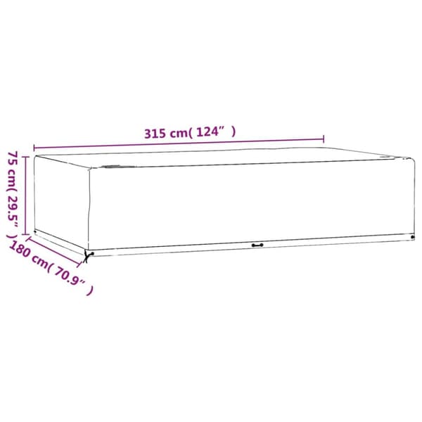 Ulkokalusteiden suojapeitteet - Living Puutarhakalustesuoja 12 purjerengasta 315x180x75 cm suorakaide