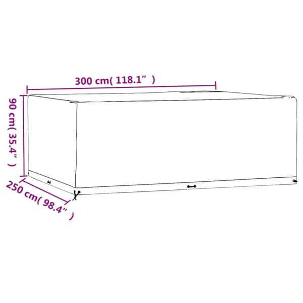Ulkokalusteiden suojapeitteet - Living Puutarhakalustesuojat 16 purjerengasta 300x250x90 cm suorakaide