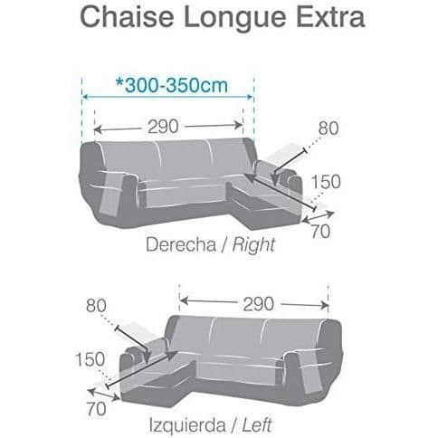 Eysa Mist Cover, Microfiber, C/6 Grå-Grå, Schäslong 290 cm. Lämplig för soffor från 300 till 350 cm - F348206D