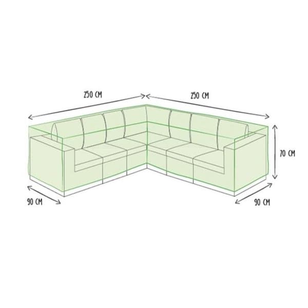 Perel Trädgårdsfodral för L-format vardagsrum 250 cm set, svart, 215 x 215 x 70 cm - OCLSL250