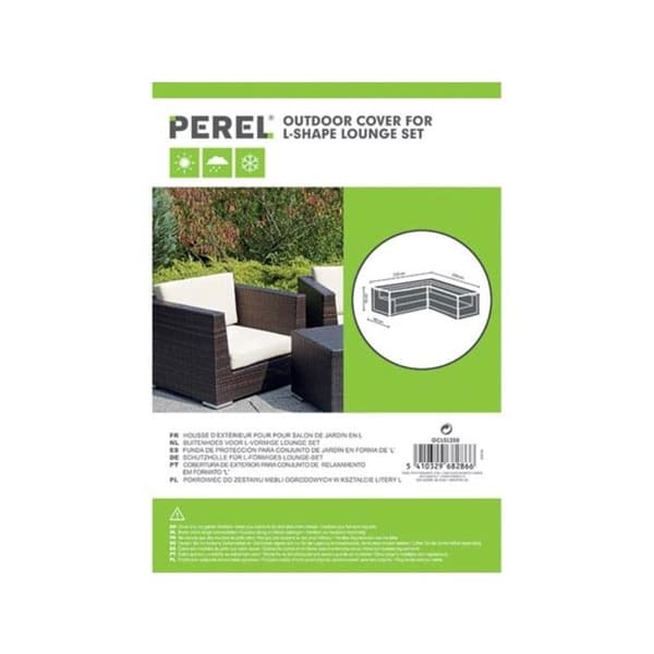Perel Trädgårdsfodral för L-format vardagsrum 250 cm set, svart, 215 x 215 x 70 cm - OCLSL250