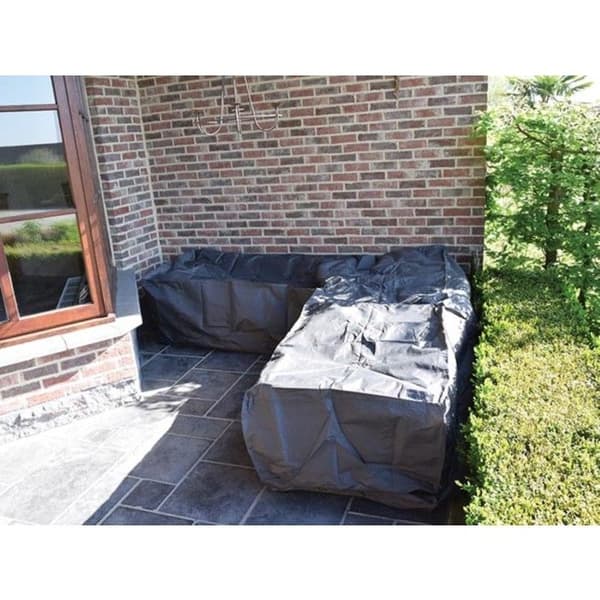 Perel Trädgårdsfodral för L-format vardagsrum 250 cm set, svart, 215 x 215 x 70 cm - OCLSL250