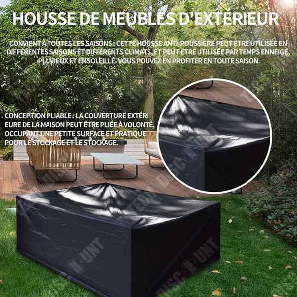 TD Trädgårdsmöbelöverdrag 180x120x74 cm 210 D överdrag för trädgårdsmöbelöverdrag för trädgårdsmöbler Vattentät anti-UV svart
