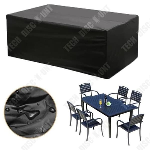 TD Trädgårdsmöbelöverdrag 180x120x74 cm 210 D överdrag för trädgårdsmöbelöverdrag för trädgårdsmöbler Vattentät anti-UV svart