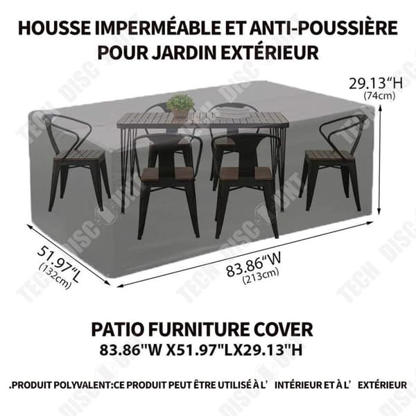 TD Grillöverdrag 180x120x74cm vattentätt och dammtätt tyg skyddar bordssoffa möbelöverdrag vindregn