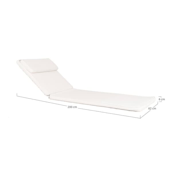 Pude, Andorra til Solstol, 200x62 cm, Hvid