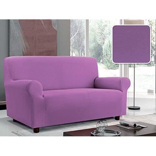 Italiensk Sänglinne Stretch Soffa Tyg Profilerad LILAC Slät Struktur Dubbel Polyester 130 x 50 x 1 cm -