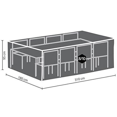 Perel Garden OCGS skyddsöverdrag för vardagsrum rektangulärt svart storlek XXL 310 x 185 x 95 cm - OCGS-XXL
