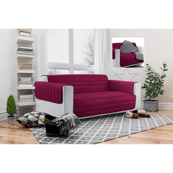 Soffa Sängöverdrag - Italienska Sängkläder - Vändbar Bordeaux/Mörk Grå - Allergivänlig Mikrofiber - 125 cm