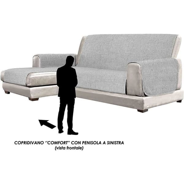 Comfort Halkfritt sofföverdrag med schäslong, 190cm, beige - CDSX- COMFORT PENISOLA- BEIGE -190