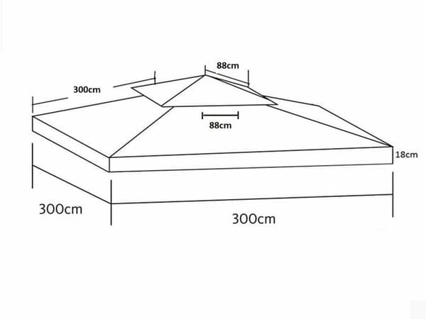 Megashopitalia - TOP AIRVENT - Top Toile de Rechange för Gazebo 3 x 3 m med Original Airvent Vit