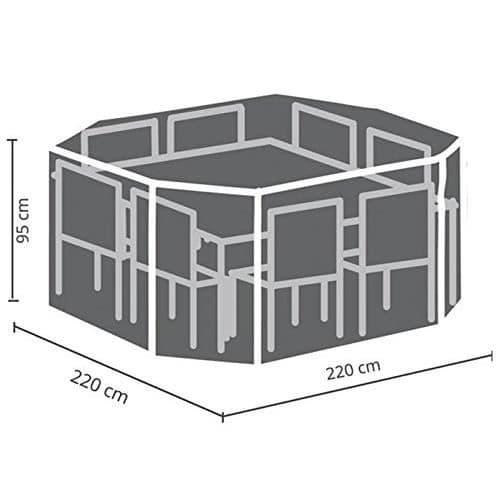 Perel Garden Cover för 8 Eckiges Lounge Kit, svart, 220 x 220 x 95 cm - OCGS08