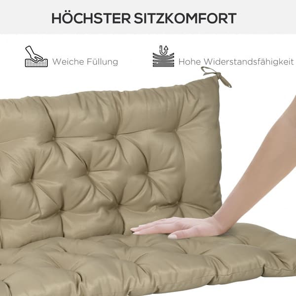 Bænk Pude, 3 Sæder, 150x98x8 cm, Khaki