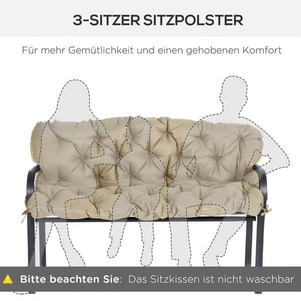 Bænk Pude, 3 Sæder, 150x98x8 cm, Khaki